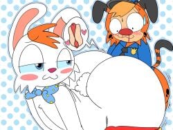 anthro ass ass_focus bent_over big_ass blush bobcat bonkers bonkers_d._bobcat bowtie crossover disney gay hotdogging male_only nosebleed rabbit roger_rabbit sweat who_framed_roger_rabbit