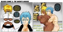 big_ass big_breasts big_breasts big_butt big_nipples black_body bleach bleach:_the_thousand-year_blood_war blue_eyes comic cumming cumming_inside green_eyes grimmjow_jaegerjaquez hard_sex interracial overnsfw tagme tier_harribel yellow_hair