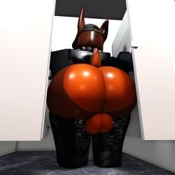 1:1 2025 3d 3d_(artwork) anthro ass balls bathroom big_balls big_butt black_bottomwear black_clothing black_collar black_hat black_headwear black_jacket black_pants black_topwear bottomwear bottomwear_down brown_body brown_ears brown_fur brown_tail canid canine canis clothed clothing collar digital_media_(artwork) dobermann domestic_dog fur genitals hat headgear headwear jacket low-angle_view male mammal multicolored_body multicolored_ears multicolored_fur pants pants_down partially_clothed pinscher public_restroom rear_view restroom_stall roblox robloxian solo spiked_collar spikes standing tail thick_thighs topwear two_tone_body two_tone_ears two_tone_fur two_tone_tail willie_piv