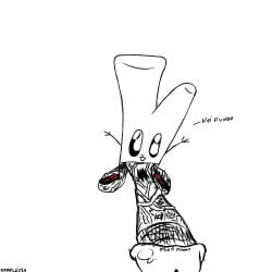 2d 2d_(artwork) 2d_artwork cute english huge_cock oc osgglósia portuguese_text pov pov_blowjob pov_eye_contact stepping_on_balls testicles vegetable veins veins_on_balls veins_on_dick