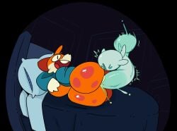 absurd_res anal anal_sex animal_humanoid anthro ass bed bedding big_butt big_penis bigbun_3 blanket bodily_fluids canid canine closed_eyes clothing cum cum_in_ass cum_inside dark_room duo fox fur furniture genital_fluids genitals ghost hi_res huge_cock humanoid jacket lying male male/male mammal mammal_humanoid on_side open_mouth orange_body orange_fur penetration penis pillow soups_(superiorfox) spirit tail topwear