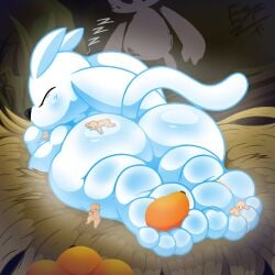 anthro ass bed big_butt bodily_fluids cuddling cum ejaculation electricsnowfox feet food foot_fetish foot_focus foot_play footjob fruit furniture genital_fluids guardian_spirit hi_res hug lying lying_on_bed lying_on_butt macro male micro microsoft on_bed on_front ori_(ori) ori_(series) plant sex sleeping spirit thick_thighs toejob toes xbox_game_studios ych_(character)