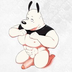 1:1 2025 abs anthro balls biceps big_biceps big_muscles big_pecs big_penis black_nose blush bodily_fluids bottomless canid canine canis clothed clothing colored digital_drawing_(artwork) digital_media_(artwork) domestic_dog dudley_puppy erection eyebrows feet full-length_portrait fur genital_fluids genitals half-closed_eyes hi_res huge_muscles humanoid_genitalia humanoid_penis kneeling long_ears looking_at_viewer male male_only mammal muscles muscular muscular_anthro muscular_male narrowed_eyes nickelodeon nipples nude pecs penis perspective portrait presenting raised_clothing raised_eyebrow raised_shirt raised_tank_top raised_topwear shaded shadow shirt shirt_only signature simple_background solo sweat t.u.f.f._puppy tail tank_top tank_top_only thick_thighs topwear topwear_only underwear white_body white_fur yellow_omen