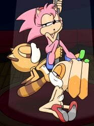 2024 absurd_res amy_rose anthro ass classic_amy_rose classic_sonic_(universe) closed_eyes clothing cream_the_rabbit dancing domestic_rabbit eulipotyphlan european_hedgehog female flat_chested footwear footwear_only hedgehog hi_res high_heels high_heels_only lagomorph leporid looking_at_viewer lop_rabbit mammal marine_the_raccoon mostly_nude nipples open_mouth orgasm_face oryctolagus pole pole_dancing presenting presenting_hindquarters procyonid rabbit raccoon sega shoes smile sonic_(series) sonic_the_hedgehog_(series) strip_club stripper stripper_pole takeshi1000 thin_calves thin_legs thin_thighs young young_anthro young_female