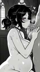 ai_art ai_assisted ai_generated ashley_graves ass belly belly_expansion black_hair cathedral collar curvy female female goth pale_skin pink_eyes pregnant the_coffin_of_andy_and_leyley voluptuous voluptuous_female