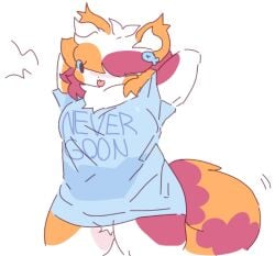 anthro big_breasts breasts busty busty_boy calico_cat chubby chubby_male domestic_cat fat_boy fat_male femboy furry male male_with_breasts minnow_(character)