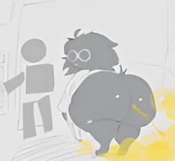2d 2d_(artwork) 2d_artwork ai_upscaled ass ass_sweat bive_(regretevator) black_body black_fur black_hair bottomless coat embarrassed fangs fart fart_cloud fart_fetish female female_focus fluffy noob novacartridge_(artist) regretevator roblox sharp_teeth shart sweat tagme tail teeth