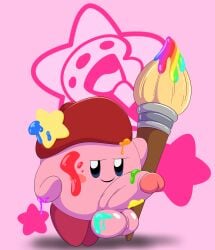 absurd_res artist balls big_penis brush copy_ability genitals hi_res humanoid_genitalia humanoid_penis kirby kirby_(series) kirby_star_allies looking_at_viewer male nintendo paint paint_on_body paint_on_face paint_on_penis paintbrush painter painters_cap penis presenting presenting_penis simple_background solo tepigfan101 waddling_head