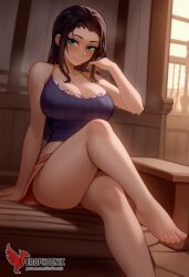 1girls 2d abs ai_generated ass big_ass big_breasts black_hair breasts cleavage erophoenix female female_focus full_body green_eyes long_hair looking_at_viewer navel nico_robin one_piece patreon_username solo solo_female thick thick_thighs uncensored