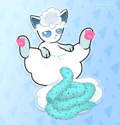 alolan_form alolan_vulpix anus ass blue_eyes blue_feces candy candy_scat chocolate chocolate_chips colored_feces dessert digital_media_(artwork) feces female female_feral female_pooping feral food food_scat fur generation_7_pokemon genitals half-closed_eyes hi_res hyper_feces hyper_scat ice_cream_scat leg_markings looking_at_viewer looking_pleasured lying markings mint_chocolate_chip narrowed_eyes nintendo on_back open_mouth pattern_background pawpads paws pincoosh pink_paws pokemon pokemon_(species) pooping_on_self pooping_on_tail presenting presenting_anus presenting_vulva pussy quadruped regional_form_(pokemon) scat scatplay signature simple_background socks_(marking) solo tail unusual_feces vulva white_body white_fur