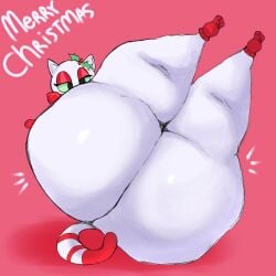 anothercat anthro big_ass big_butt cat_tail catgirl domestic_cat felid feline felis fur giant_ass huge_ass huge_butt junipurr mammal merry_christmas simple_background thick_ass thick_thighs wide_hips