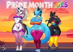 3girls anthro aquatic_dragon armwear bald big_breasts bikini bikini_top bisexual_pride_colors black_body black_fur blep blue_body blue_scales boat bra breasts camel_toe canid canid_demon canine claws cleavage clothed clothing cloud collar crossed_arms crossover demon digitigrade dragon ear_fins ear_piercing ears emisart55 eyelashes eyeshadow felid feline female fin fishnet_armwear fishnet_clothing fishnet_legwear fluffy fluffy_tail footless_socks freedom_planet fur furry galaxytrail gesture grey_body grey_fur grey_hair group hair hand_gesture hand_on_chest hands_behind_head harness head_fin head_tuft hellhound helluva_boss hi_res inner_ear_fluff legwear lesbian_pride_colors lgbt_pride lgbt_pride_month lingerie long_hair long_tail looking_at_viewer loona_(helluva_boss) mae_borowski makeup mammal marine merga multicolored_body multicolored_fur mythological_canine mythological_creature mythological_scalie mythology navel night_in_the_woods nipple_outline notched_ear occult_symbol one_eye_closed one_fang pansexual_pride_colors pentagram pentagram_harness piercing pink_eyes pride_color_lingerie pride_colors pride_month_2025 red_eyes red_hair scales scalie sea skimpy sky skyscape slightly_chubby slightly_chubby_anthro slightly_chubby_female smile spiked_collar spikes standing stockings street sun sunset swimwear symbol tail tail_fin text thick_thighs thong toe_claws tongue tongue_out trio tuft two-piece_swimsuit two_tone_body two_tone_fur two_tone_tail underwear v_sign vehicle water watercraft whiskers white_body white_fur white_hair white_sclera wide_hips wink winking_at_viewer wolf wolf_girl