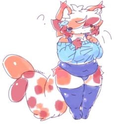 anthro big_breasts breasts busty busty_boy calico_cat chubby chubby_male domestic_cat fat_boy fat_male femboy furry male male_with_breasts minnow_(character)