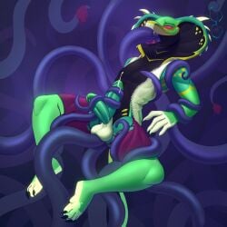 1:1 2_penises anal anal_sex anthro balls bodily_fluids clothing cobra cum diphallism drooling erection genital_fluids genitals hi_res humanoid_genitalia humanoid_penis male male_penetrated multi_genitalia multi_penis nootkep open_mouth oral oral_penetration penetration penis reptile restrained saliva scalie sex simple_background snake solo tentacle tentacle_penetration tentacle_sex torn_clothing