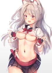 1girls 2d 2d_(artwork) 2d_artwork ak4ci animal_ear_fluff animal_ears areola_slip areolae areolae_slip azur_lane bare_belly bare_midriff bare_navel bare_skin bare_thighs belly belly_button black_skirt blush blush_face blushing_at_viewer blushing_female breasts collarbone curvaceous curvaceous_body curvaceous_female curvaceous_figure curvaceous_hips curvy curvy_body curvy_female curvy_figure curvy_hips digital digital_art digital_drawing digital_drawing_(artwork) digital_media digital_media_(artwork) elbows exposed_belly exposed_midriff exposed_navel exposed_skin exposed_thighs exposing exposing_breasts exposing_chest exposing_nipple exposing_self eyebrows_visible_through_hair female female_focus female_only fingers grey-haired_female grey_eyebrows grey_hair high_resolution highres hourglass_figure inguinal_crease inguinal_ligament large_breasts lean_figure linea_alba long_hair looking_at_viewer midriff narrow_waist navel open_mouth open_mouth_smile parted_lips presenting_breasts red-eyed_female red_eyes shoulders showing_breasts showing_chest showing_nipple simple_background skirt slender_body slender_waist slim_waist smile smiley_face smiling smiling_at_viewer solo standing stomach thick_thighs thighs tongue upper_body white_background wide_hips yuudachi_(azur_lane)