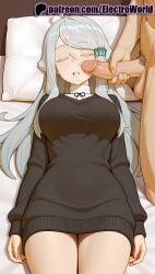 1boy 1girls 2025 ai_generated artist_name black_dress breasts bust chest clothed_female_nude_male cock cum cum_in_mouth cum_on_body cum_on_clothes cum_on_hair dick dress electroworld facial female hi_res high_quality high_resolution highres imouto_sae_ireba_ii kani_nayuta laying_down long_hair long_sleeves lying_on_back male nude on_back open_mouth patreon patreon_username penis pillow sleep_molestation sleeping solo_focus stable_diffusion straight sweater uncensored watermark