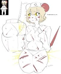 ass blood blood_on_face blood_splatter bodily_fluids fart fart_fetish farting lorna_(terrible_mouse) reinfartz sweaty sweaty_body tail white_background white_body white_fur white_panties yellow_eyes