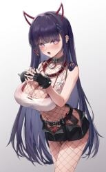 1girls akuma_nihmune belly_button female huge_breasts tagme vtuber