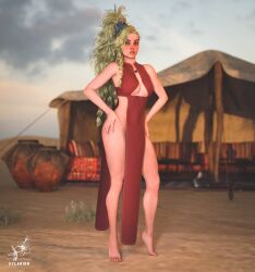 1girls 3d blonde_hair daz_studio full_body genma_saotome monster_hunter monster_hunter_wilds pelvic_curtain solo thighs xylarien
