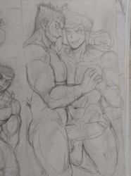 big_penis burankoprn danganronpa danganronpa:_trigger_happy_havoc danganronpa_2:_goodbye_despair gay gay_male hand_on_penis holding_hands male male/male male_focus male_only mondo_oowada muscular muscular_male naked naked_male nidai_nekomaru nude nude_male penis sketch smile touching_penis yaoi