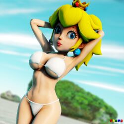 1girls 3d big_breasts blonde_hair blue_eyes busty child_bearing_hips cleavage confident curvy derivative_work female female_only hi_res large_breasts long_hair looking_at_viewer mario_(series) navel nintendo ponytail princess princess_peach sensual sexy sexy_armpits sexy_pose smile solo toned virtualblueam2 voluptuous