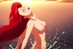 ai_generated anime anime_style ariel ariel_(the_little_mermaid) breasts canonical_scene closed_eyes completely_naked completely_naked_female completely_nude completely_nude_female disney female jumping nipples nude nude_female open_mouth scene_interpretation skinny_dipping the_little_mermaid the_little_mermaid_(1989_film) vagina vulva water wet_body wet_hair