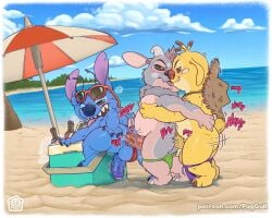 2_horns 3_toes 4_fingers alien anal anal_sex antennae_(anatomy) anthro anthro_on_anthro anthro_penetrated anthro_penetrating anthro_penetrating_anthro anus artist_logo artist_name ass balls beach belly bent_over blue_balls blue_body blue_claws blue_fur blue_markings blue_nose blue_penis blush blush_lines bodily_fluids border brown_claws claws clothed clothing cloud colored cooler curvy_figure detailed detailed_background digital_drawing_(artwork) digital_media_(artwork) disney english_text erection experiment_(lilo_and_stitch) eyewear eyewear_on_head fan_character feet finger_claws fingers foreskin french_kissing from_behind_position fur gay gay_male genital_fluids genitals glans glistening glistening_balls glistening_body glistening_butt glistening_eyes glistening_genitalia glistening_penis glistening_thighs green_clothing green_eyes green_sclera green_speedo green_swimwear grey_body grey_claws grey_fur grey_hair group group_sex hair half-closed_eyes hand_on_butt hand_on_chest hat head_tuft headgear headwear hi_res holding_another horn humanoid_genitalia humanoid_penis ice kissing lilo_and_stitch logo looking_back male male/male male_penetrated male_penetrating male_penetrating_male mammal markings motion_lines multi_arm multi_limb multicolored_body multicolored_fur narrowed_eyes neck_tuft notched_ear nude onomatopoeia open_mouth open_smile outside palm_tree parasol partially_retracted_foreskin penetration penile penis pink_body pink_markings plant puggy purple_clothing purple_glans purple_speedo purple_swimwear red_clothing red_nose red_penis red_speedo red_swimwear retracted_foreskin reuben_(lilo_and_stitch) sand sea seaside sex shaded sharp_teeth short_tail signature sky slightly_chubby slightly_chubby_anthro slightly_chubby_male smile smirk soda_bottle sound_effects speedo speedo_down speedo_only standing standing_sex stitch_(lilo_and_stitch) straw_hat sunglasses sunglasses_on_head swimwear tail teeth text thick_thighs threesome toes tongue tongue_out topless train_position tree trio tuft uncircumcised url vein water white_border wide_hips widescreen yaoi yellow_body yellow_fur yellow_markings yellow_penis