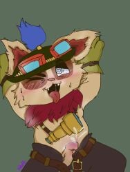 aegath fluffy hombre male male_only masturbation ojos_azules pene semen solo_male teemo tejon video_games yordle