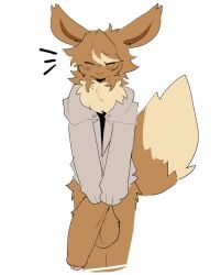 anthro balls big_balls big_penis eevee fluffy_penis generation_1_pokemon genitals huge_balls huge_cock hyper hyper_balls hyper_genitalia hyper_penis male nintendo penis pokemon pokemon_(species) shiyaa_stuff solo