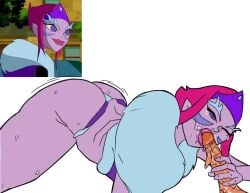 alien alien/human alien_girl alien_humanoid ben_10 ben_10_omniverse ben_tennyson blowbang blowing_kiss blowjob blowjob_face blowjob_in_the_pose ester_(ben_10) half-closed_eyes half-dressed half_naked heart-shaped_pupils panties pink_hair pink_lips pink_lipstick purple_panties purple_skin snot snot_bubble spit spit_trail spitting tears tease teaser teasing_penis thick thick_ass thick_legs thick_lips thick_thighs thighs thong thong_panties wet wet_penis