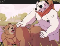 2025 anal anal_sex anthro bear belly ben_bigger black_nipples brown_body brown_fur detailed_background doggy_style duo epic_games eye_patch eye_scar eyewear facial_scar fortnite from_behind_position fur hi_res kerchief kerchief_only lloyd6675 male male/male male_penetrated male_penetrating male_penetrating_male mammal mihoyo moobs mostly_nude navel neckerchief neckerchief_only neckwear nipples overweight overweight_bottom overweight_male penetration plant polar_bear polar_patroller scar sex shoulder_grab thiren tree ursine white_body white_fur zenless_zone_zero