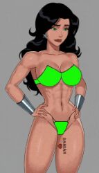 1girls amazon animated bikini bikini_bottom bikini_top black_hair boobs breast breasts cleavage curvaceous curvaceous_body curves curvy curvy_body curvy_female curvy_figure dc dc_comics dcau donna_troy ear_piercing earrings exposed_breast exposed_breasts exposed_midriff exposed_shoulders exposed_torso female female_only gif green_bikini green_bikini_bottom green_bikini_top heroine hourglass_figure ibnalxuffasch94 inner_sideboob light-skinned_female light_skin midriff mostly_nude mostly_nude_female partially_clothed partially_clothed_female shoulders sideboob solo solo_female superheroine themysciran torso vambraces voluptuous voluptuous_female woman wonder_girl wonder_woman_(series)