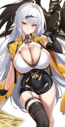 1girls breasts cleavage female hi_res hips huge_breasts kook light-skinned_female light_skin long_hair naughty_face smile thick_thighs thighs who wide_hips yellow_eyes yixuan_(zenless_zone_zero) zenless_zone_zero