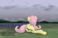 2012 anus cutie_mark equine female feral fluttershy_(mlp) friendship_is_magic hair horse looking_at_viewer looking_back my_little_pony pegasus pink_hair pony pussy ragingsemi solo wings yellow_fur