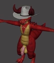 3d_(artwork) 3d_animation animated anthro balls becoming_erect blender_(artwork) clothing cowboy cowboy_hat cowboy_outfit deathclaw digital_media_(artwork) erection fallout flaccid genitals half-erect hat headgear headwear henry_(henrycharizardboi) henrycharizardboi henryisraptor humanoid_genitalia humanoid_penis humor lizard male microsoft penis reptile scalie short_playtime solo solo_male t-pose