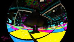 16:9 2025 anthro ass big_butt black_body blender_(artwork) crouching dancefloor digital_media_(artwork) domizoni female female_anthro female_focus fish_eye_view hi_res looking_at_viewer mal0 nightclub nude nude_anthro nude_female open_mouth scp-1471 scp-1471-a scp_foundation tail tongue tongue_out widescreen