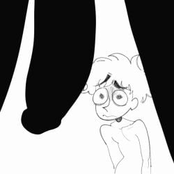 2boys 2d_animation animated animated blush choker gay homosexual imminent_sex intimidating looming penis penis_shadow penis_silhouette scared short_hair squiggly_lines thick_eyebrows throbbing twitching wide_eyed