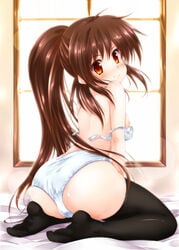 ass bra breasts fujimoto_akio little_busters! natsume_rin nipples panties thighhighs