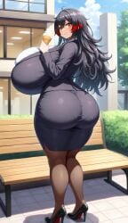 1girls ai_assisted ai_generated amber_eyes big_ass big_breasts black_hair breasts breasts_bigger_than_head curvaceous curves curvy curvy_body curvy_female curvy_figure curvy_hips dominant_female enormous_breasts ftggtgg gigantic_breasts happy huge_ass huge_breasts hyper_breasts ice_cream large_ass large_breasts massive_breasts office_clothing office_lady outside red_hair seducing seductive seductive_eyes seductive_look seductive_pose seductive_smile shirt skirt solo solo_female solo_focus sorceress_sophia thick_ass thick_thighs two_tone_hair villain villainess