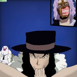 black_hair boss_and_subordinate fellatio gay gay_domination gay_sex long_hair long_hair_male male male/male male_only one_piece oral pigeon purple_hair rob_lucci spandam traced vacuum_fellatio vidimagen