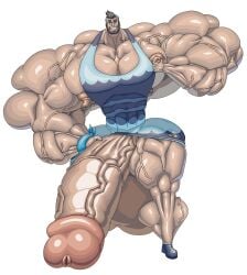 bodybuilder grabbing_penis hyper hyper_balls hyper_cock hyper_genitalia hyper_penis hyper_testicles male male_only muscles muscular muscular_arms muscular_male muscular_thighs nipple_play pinching_nipples pokemon purplephantom7 smile smiling smiling_at_viewer team_aqua touching_penis