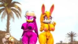 3d_(artwork) adam_(juicyducksfm) angry anthro anthro_only archie_comics arm_tattoo avian bandana beach bird breasts brown_body brown_skin bunnie_rabbot canid canine canis digital_media_(artwork) duo eyewear eyewear_on_head fan_character female fur genitals gesture glasses glasses_on_head grey_body grey_fur group hand_gesture hand_on_breast hi_res hitting hitting_another holding_breast idw_publishing jewelry juicyducksfm kerchief lagomorph leg_tattoo leporid looking_at_another looking_at_viewer makeup male mammal mountain necklace nude orange_body orange_skin palm_tree plant pointing pointing_at_another purple_body purple_skin pussy rabbit sega sonic_riders sonic_the_hedgehog_(archie) sonic_the_hedgehog_(comics) sonic_the_hedgehog_(idw) sonic_the_hedgehog_(series) source_filmmaker_(artwork) standing summer tattoo tree wave_the_swallow whisper_the_wolf white_body white_fur wolf yellow_body yellow_fur