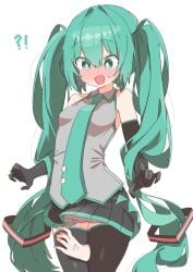 ?! hatsune_miku shocked small_breasts surprised thick_thighs thighhighs thighs touching_thigh uruti_2388