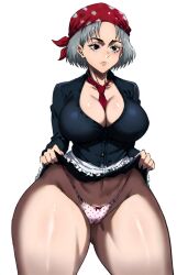 ai_generated bandana buttoned_shirt cardigan character_design frilled_panties hi_res hourglass_figure miniskirt original_character school_uniform solo_female solo_focus thick_thighs upskirt wide_hips