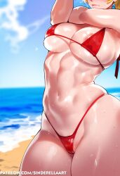 1girls ai_generated ass beach big_ass big_breasts big_butt bikini bimbo breasts female huge_breasts large_ass large_breasts metroid nintendo samus_aran sinderellaart