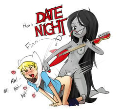 1boy 1futa adventure_time anal anonanim black_hair blonde_hair blush cartoon_network closed_eyes cum_inside doggy_style femboy finn_the_human futa_is_bigger futa_on_male futanari grey_skin grin guitar intersex long_hair love marceline monster_girl penis_size_difference saliva sharp_teeth slobber snake_tongue sodomy tagme