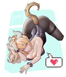 blonde_hair bowsette bunnysuit clothed on_all_fours thick_ass xiumu_pianzhou