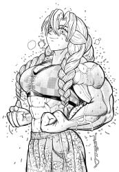 abs alternate_muscle_size flexing kanroji_mitsuri kimetsu_no_yaiba muscular_female no_maaaad