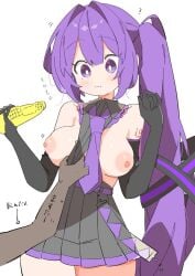 ? alternate_version_available breasts breasts_out clothing_aside clothing_pull hatsune_miku nipples no_bra puffy_areola pulling_clothing purple_hair shirt_pull uruti_2388 vocaloid