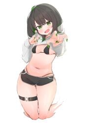 black_bra breasts breasts dolphin_shorts short_shorts shorts skindentation thick_thighs thigh_strap thighs uruti_2388